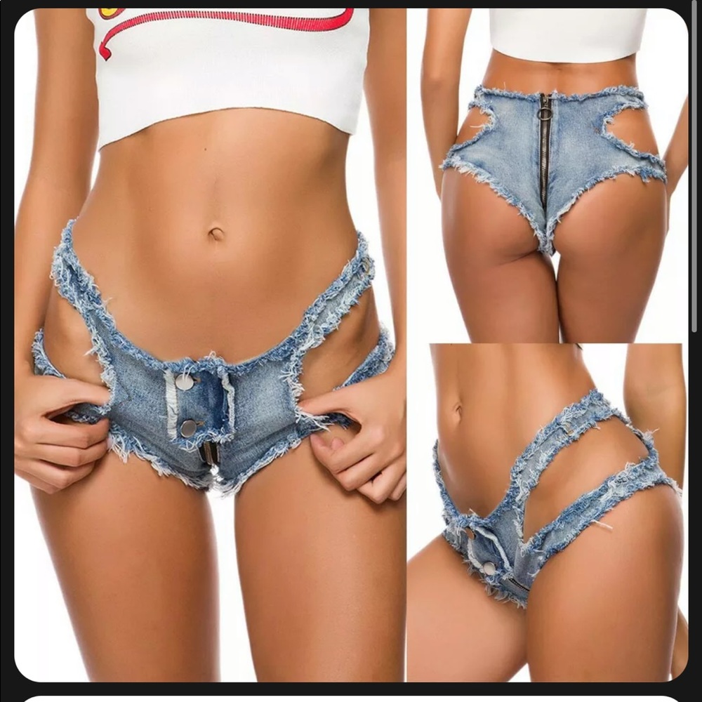 ZIP UP JEAN BOOTY SHORTS